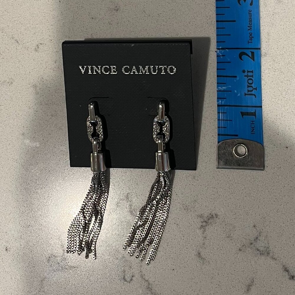 NWT Vince Camuto *Silver Tassel* Dangle Earrings | Silver-Tone | Chic & Delicate - Picture 9 of 10